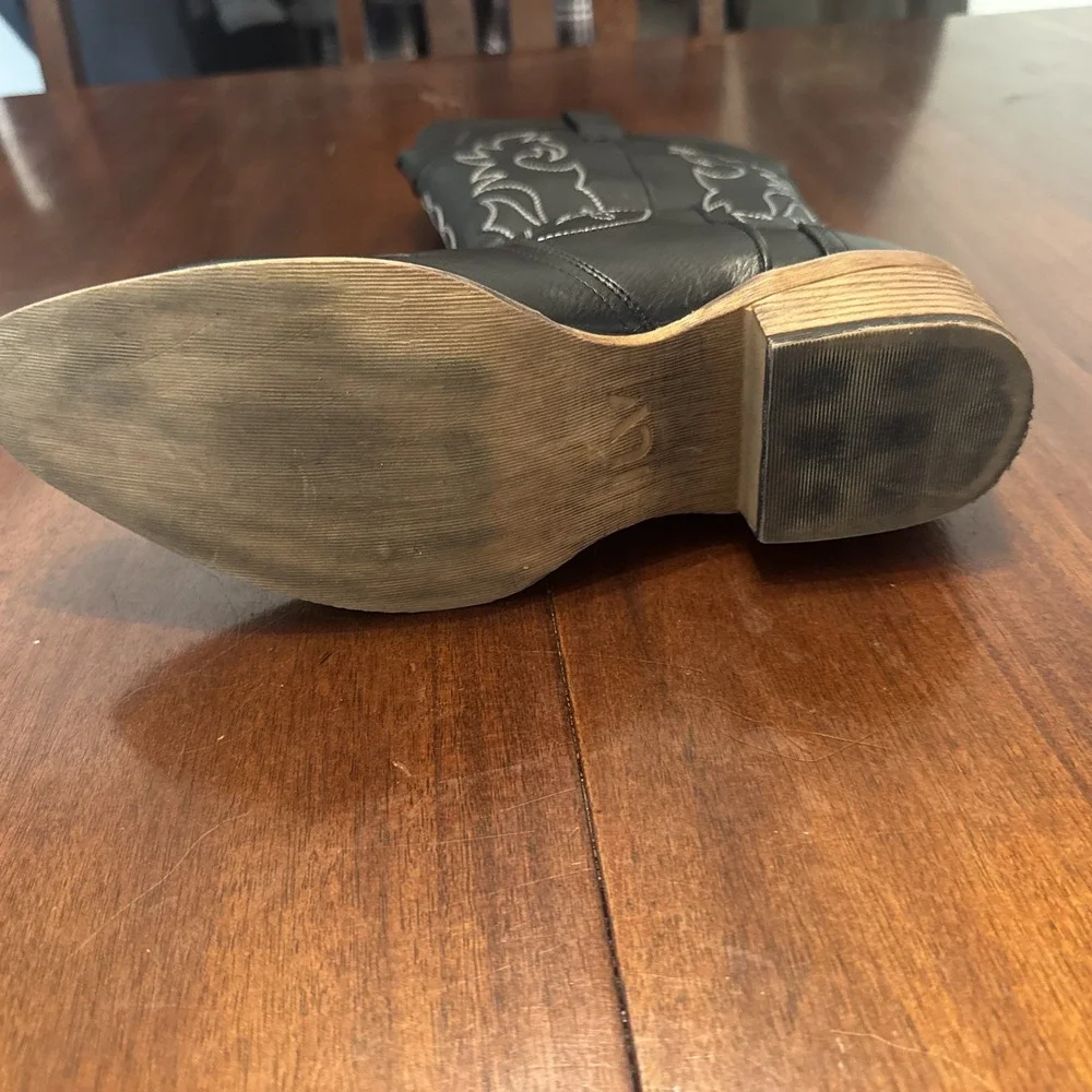 IUV CB048-BK Black‎ Western Cowboy Boots Men US 11 Embroidered Square Toe - Picture 10 of 11